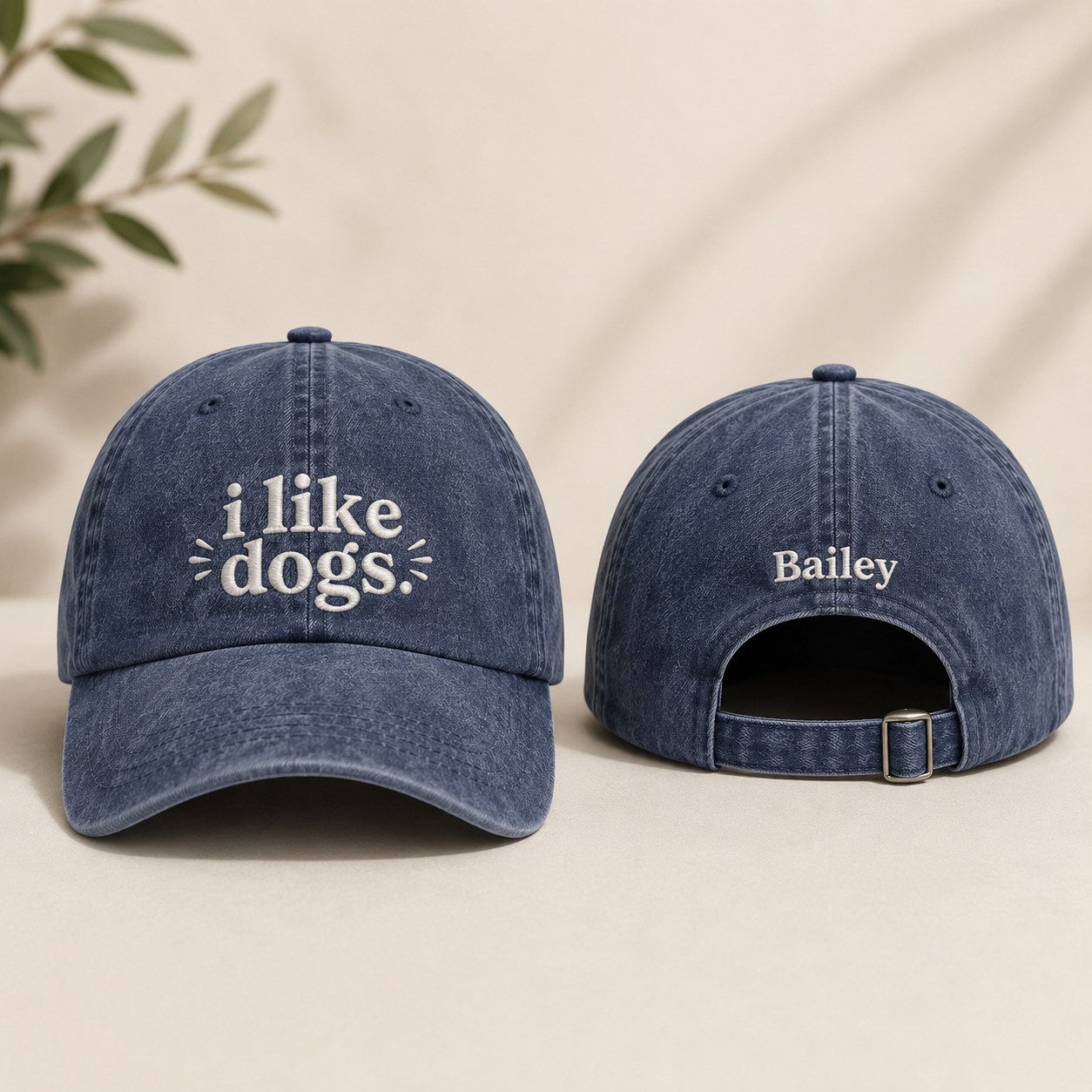 I Like Dogs Embroidered Washed Cap - Washed Cap - front view