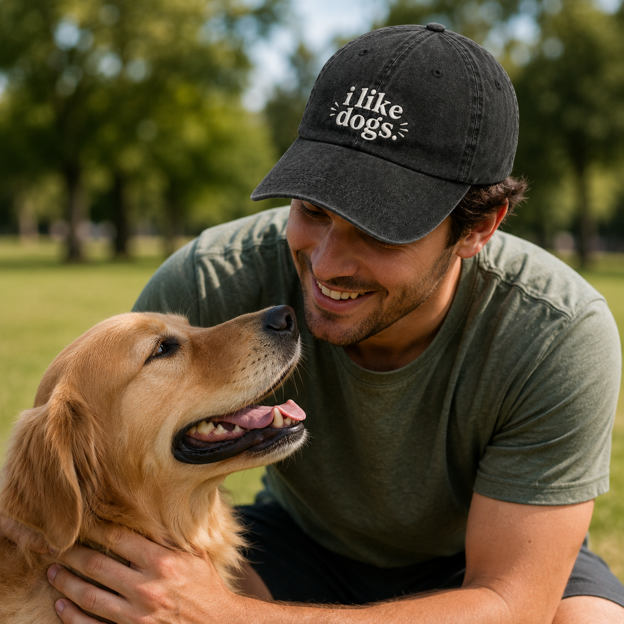 I Like Dogs Embroidered Washed Cap - Washed Cap - lifestyle