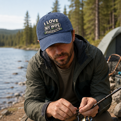 I Love My Wife Embroidered Washed Cap - Washed Cap - alternate angle