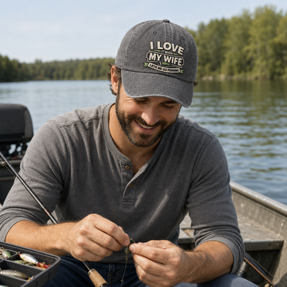 I Love My Wife Embroidered Washed Cap - Washed Cap - lifestyle
