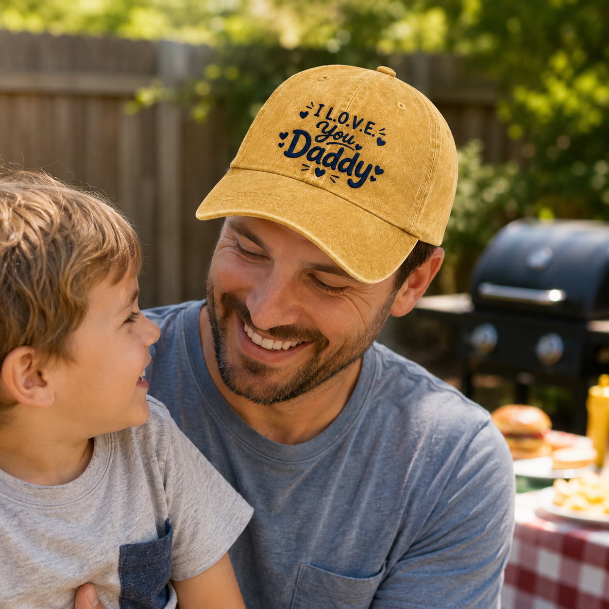 I Love You Daddy Embroidered Washed Cap - Washed Cap - alternate angle