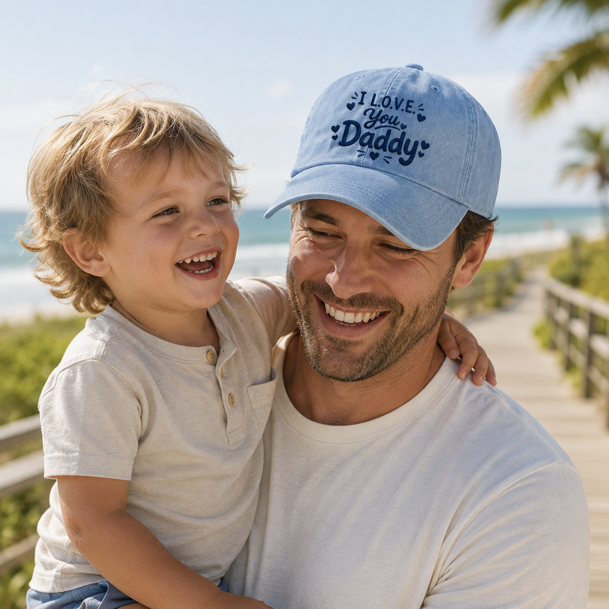 I Love You Daddy Embroidered Washed Cap - Washed Cap - detail