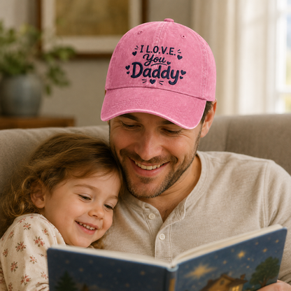 I Love You Daddy Embroidered Washed Cap - Washed Cap - lifestyle