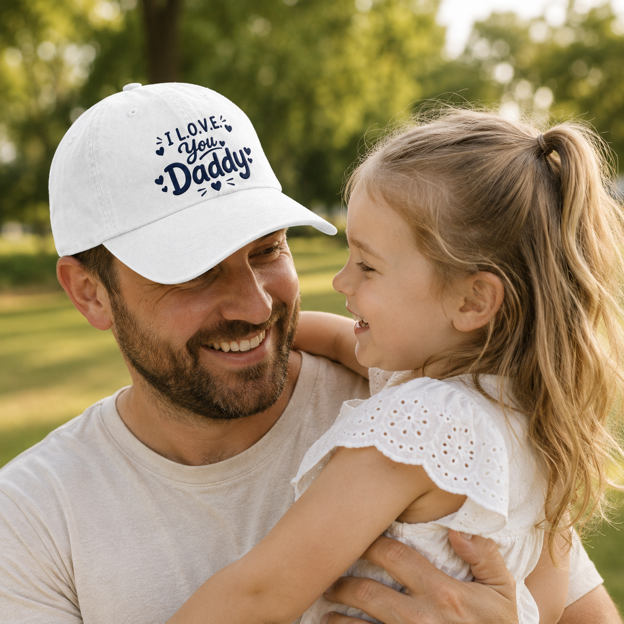 I Love You Daddy Embroidered Washed Cap - Washed Cap - side view