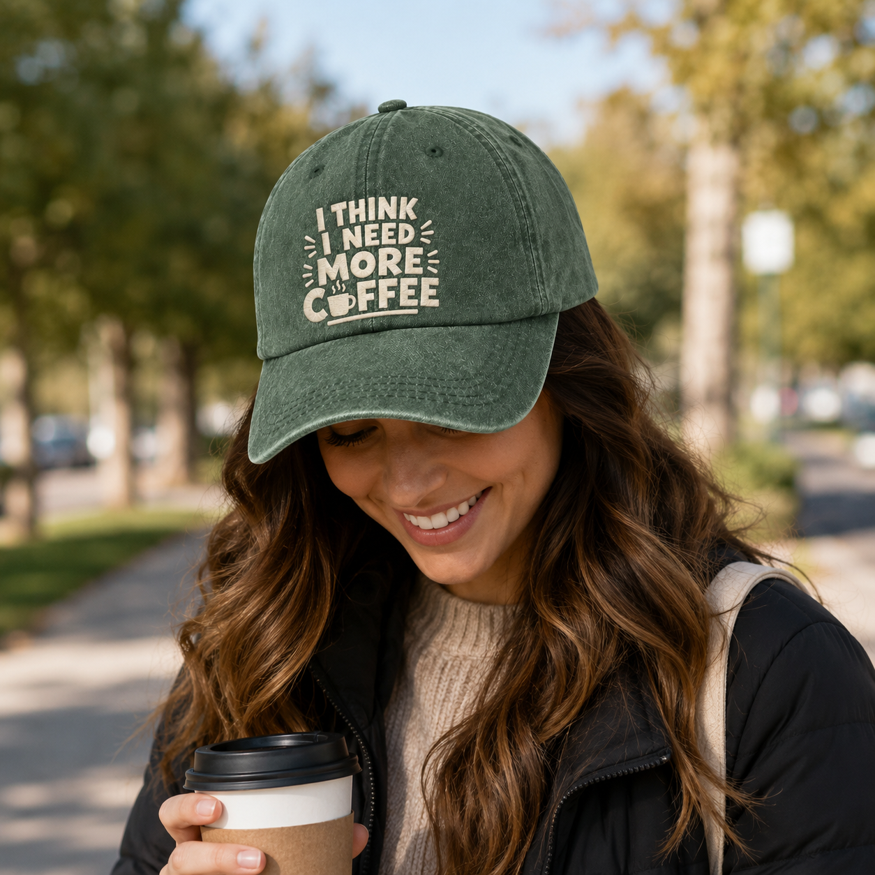I Need More Coffee Washed Cap - Washed Cap - detail