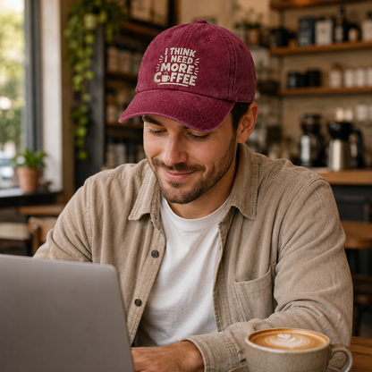 I Need More Coffee Washed Cap - Washed Cap - lifestyle