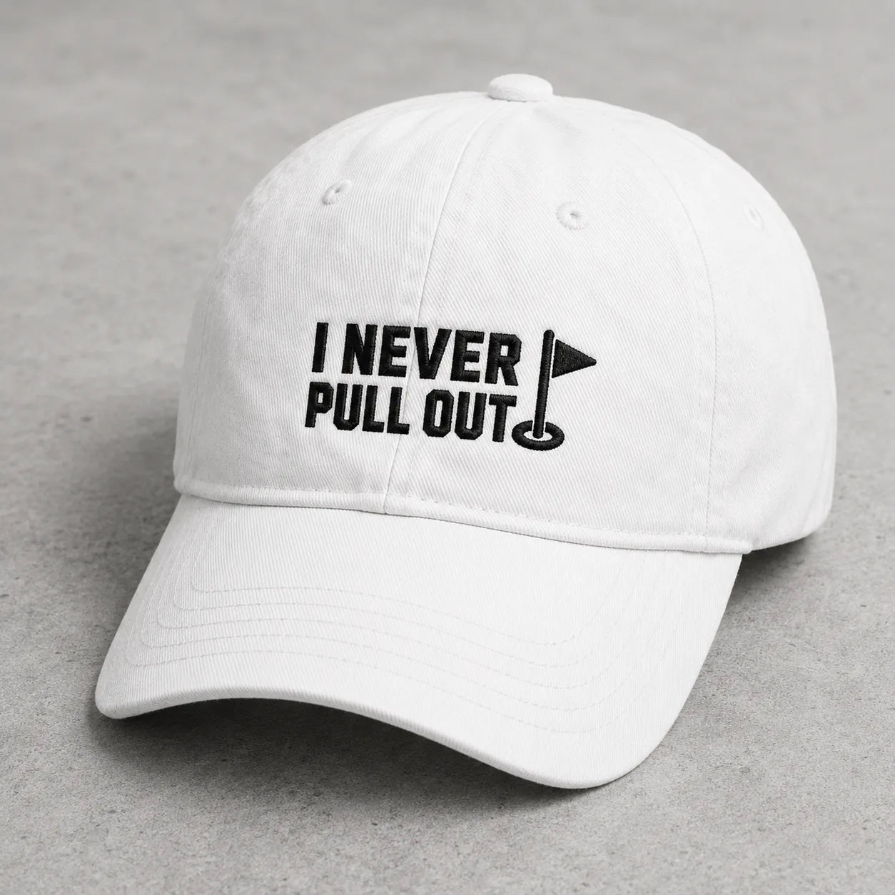 I Never Pull Out Golf Washed Cap - washed cap - front view