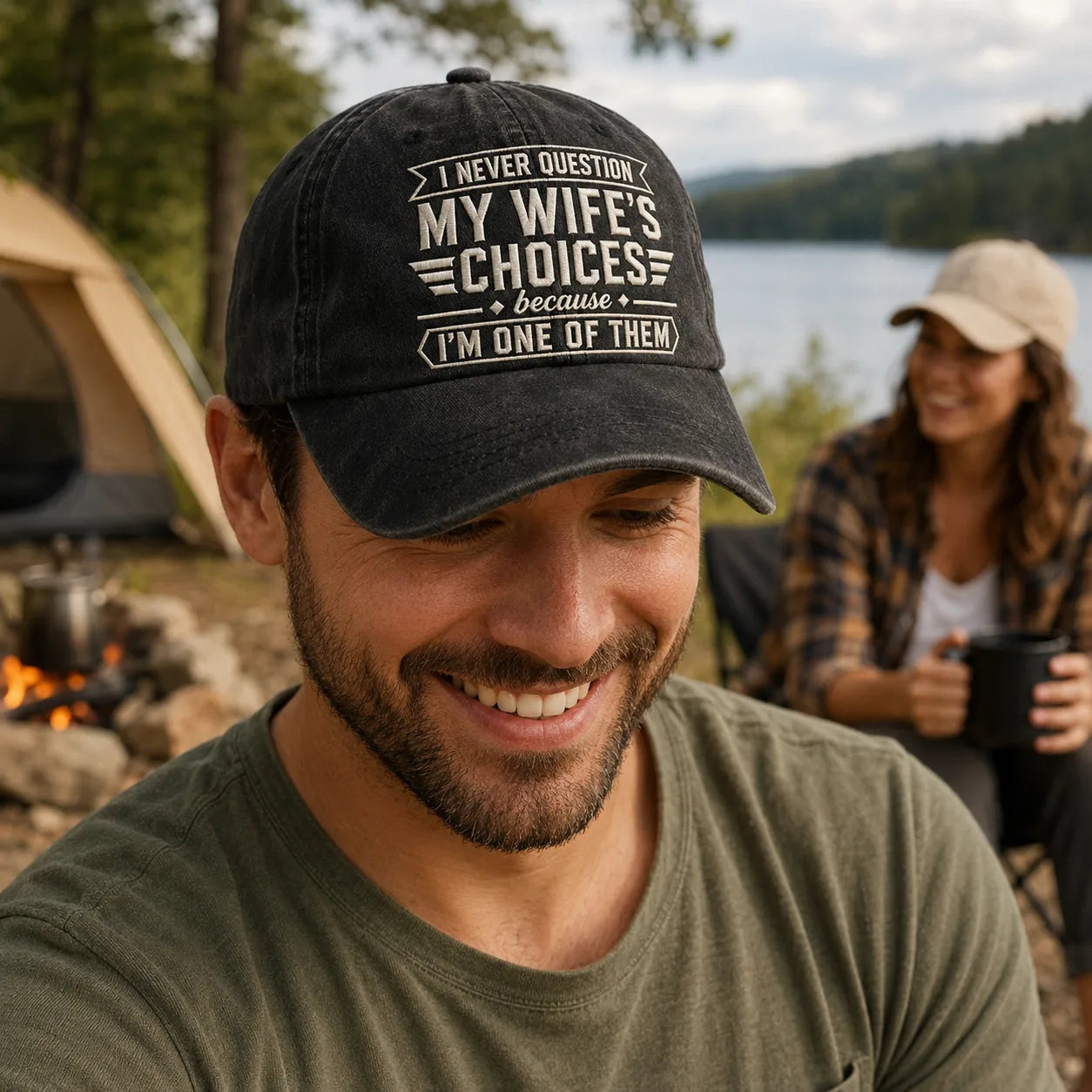 I Never Question My Wife's Choices Washed Cap - Washed Cap - detail