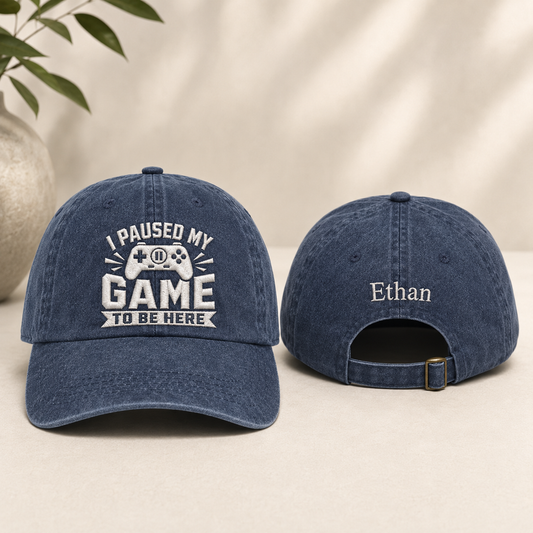 I Paused My Game Washed Cap - Washed Cap - front view