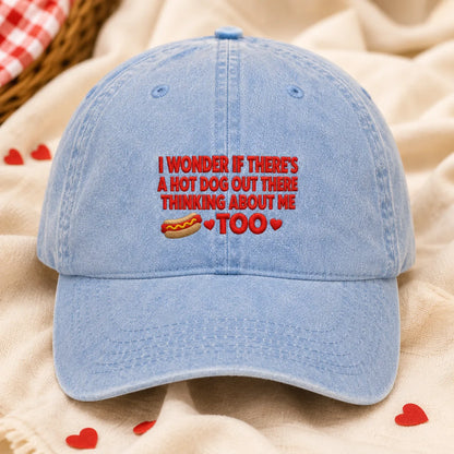 I Wonder If There's a Hot Dog Out There Thinking Washed Cap - washed cap - alternate angle