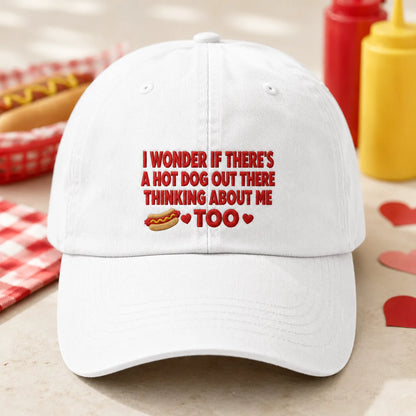 I Wonder If There's a Hot Dog Out There Thinking Washed Cap - washed cap - front view
