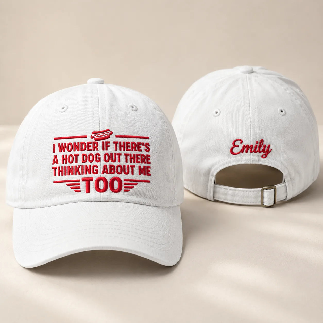 I Wonder If There's a Hot Dog Out There Thinking Washed Cap - washed cap - front view
