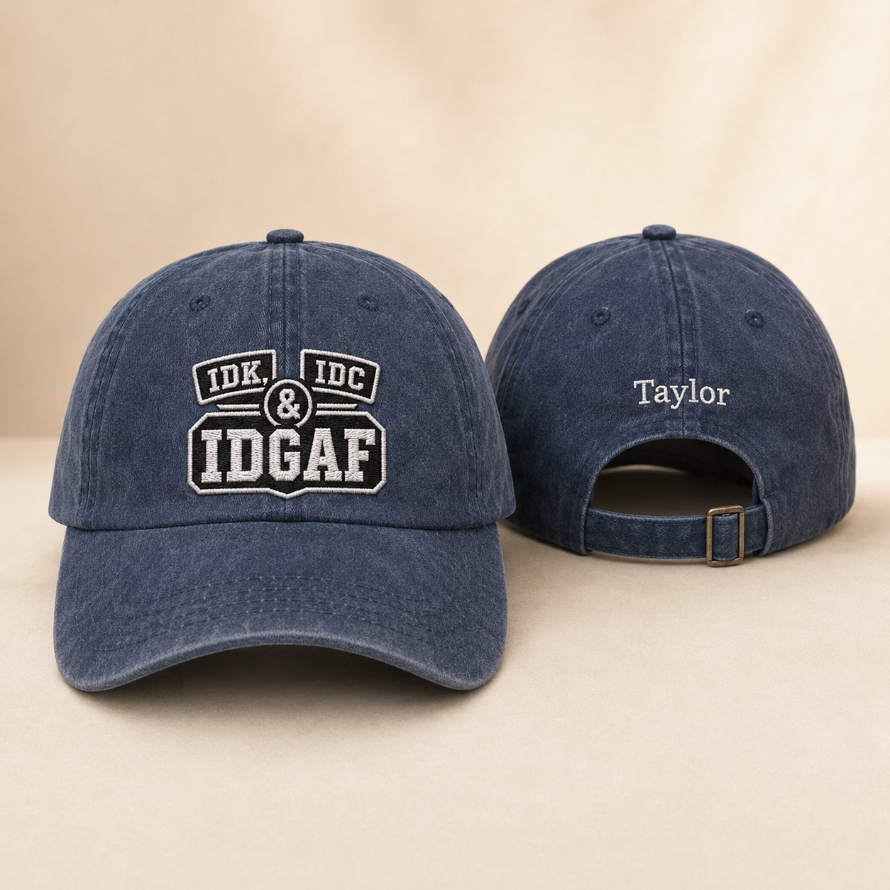 Idk Idc Idgaf Washed Cap - Washed Cap - front view