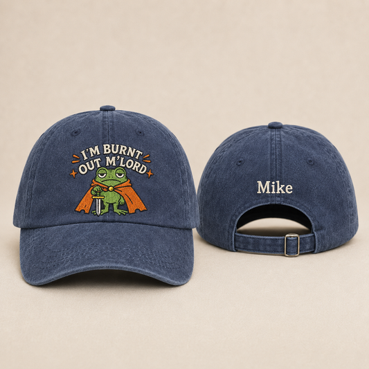 I'm Burnt Out M'Lord Embroidered Washed Cap - Washed Cap - front view