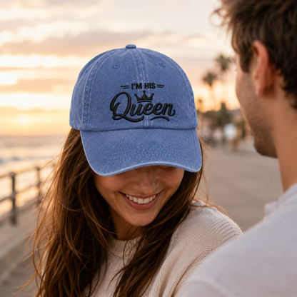 I'm His Queen Embroidered Washed Cap - Washed Cap - alternate angle