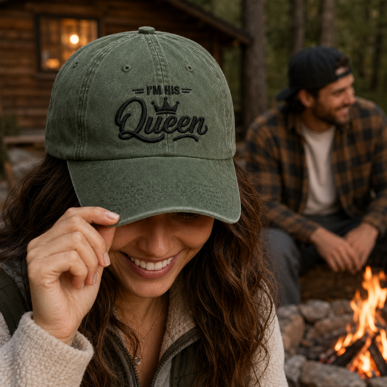 I'm His Queen Embroidered Washed Cap - Washed Cap - detail