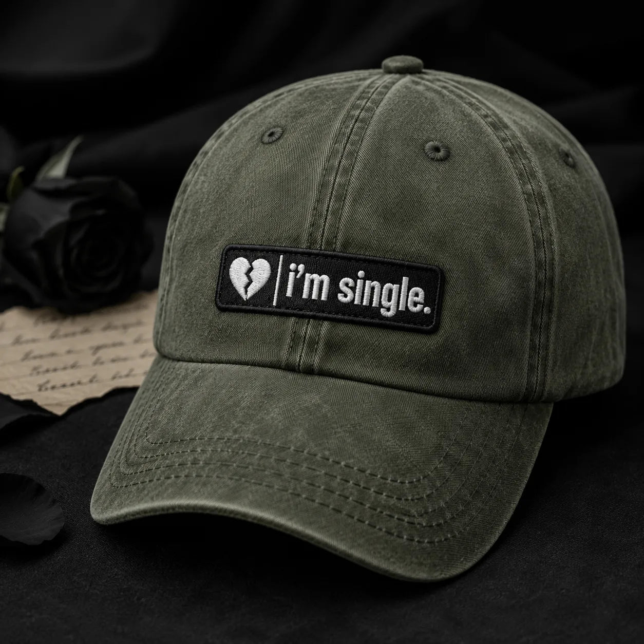 I'm Single Washed Cap - washed cap - detail