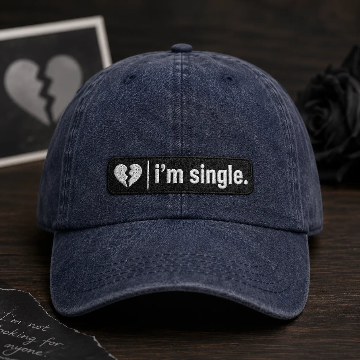 I'm Single Washed Cap - washed cap - side view