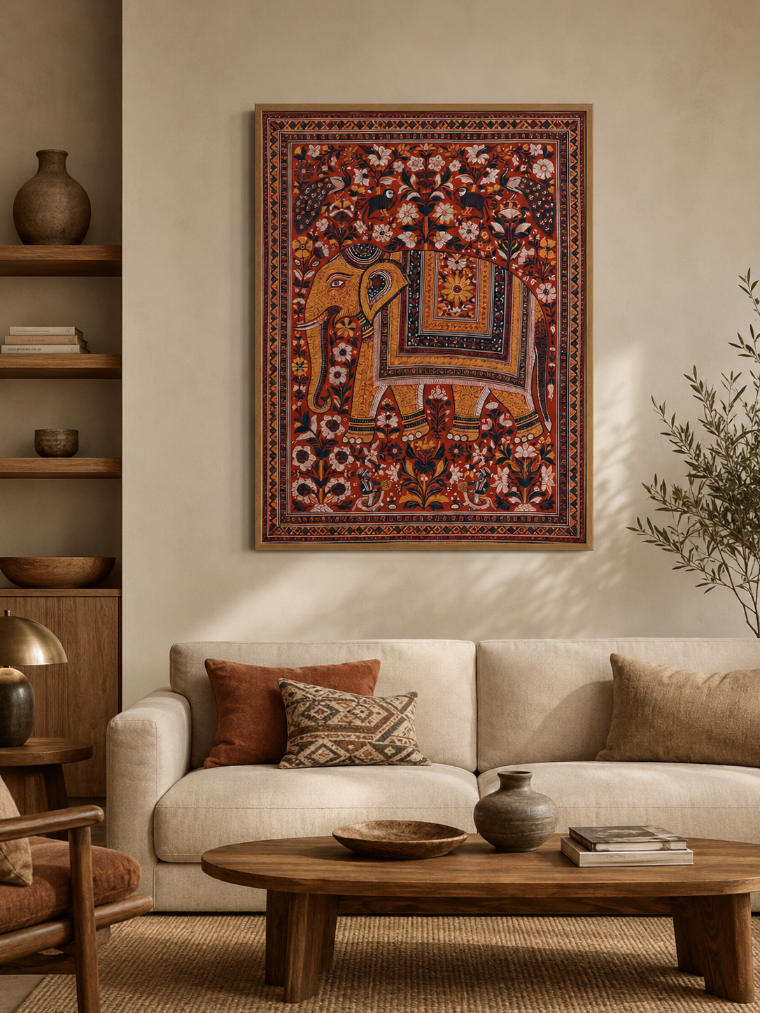 Indian Elephant Art Print - Wall Art Decor - detail view - Indian elephant art print, Asian elephant wall art