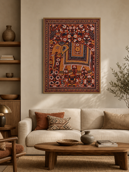 Indian Elephant Art Print - Wall Art Decor - detail view - Indian elephant art print, Asian elephant wall art