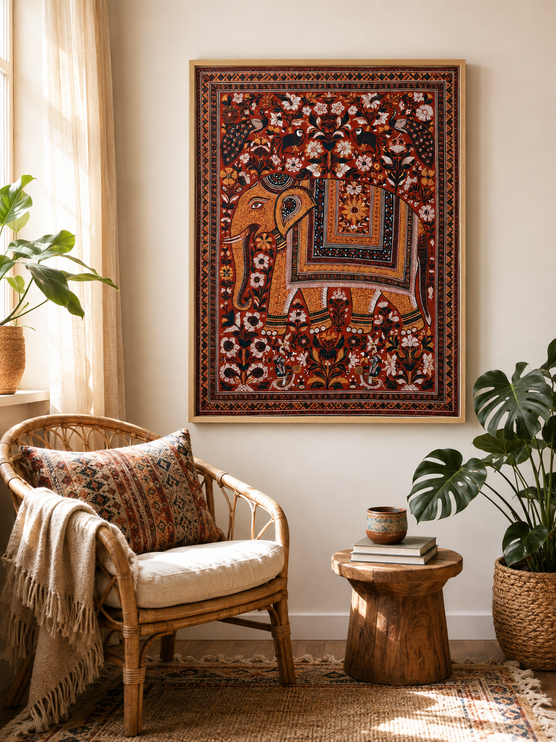 Indian Elephant Art Print - Wall Art Decor - front view - Indian elephant art print, Asian elephant wall art