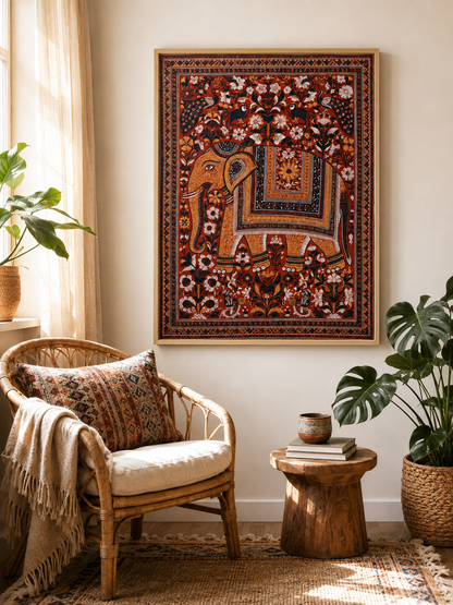 Indian Elephant Art Print - Wall Art Decor - front view - Indian elephant art print, Asian elephant wall art