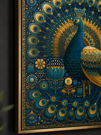 Indian Peacock Wall Art - Wall Art Decor - close-up - indian peacock wall art, peacock art print