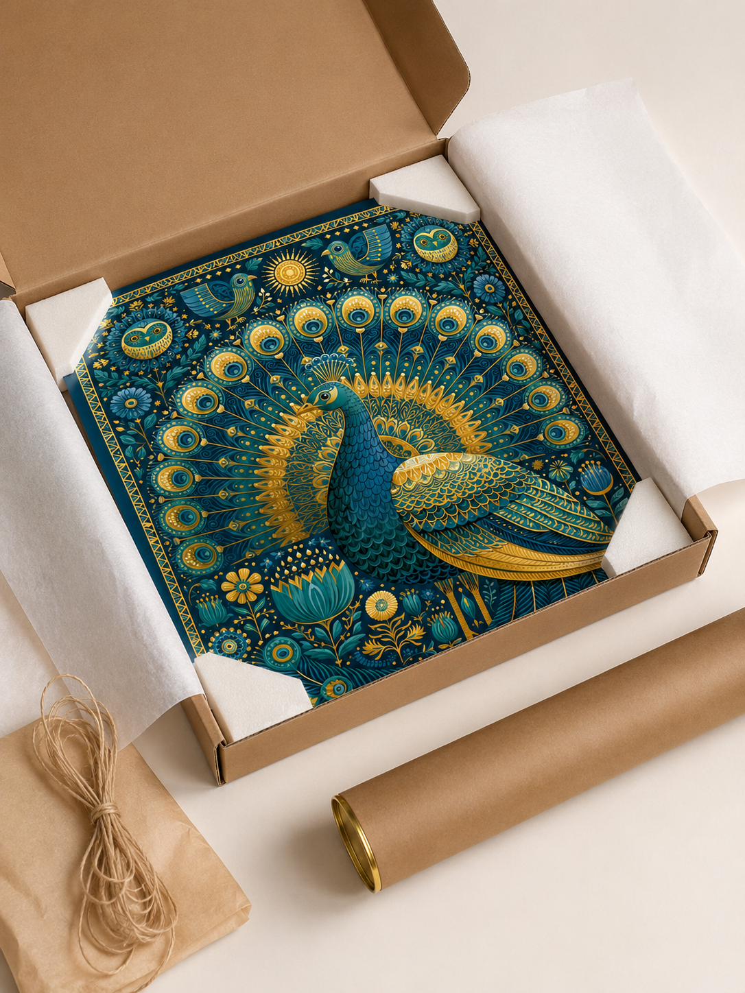 Indian Peacock Wall Art - Wall Art Decor - alternate angle - indian peacock wall art, peacock art print