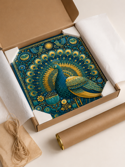 Indian Peacock Wall Art - Wall Art Decor - alternate angle - indian peacock wall art, peacock art print