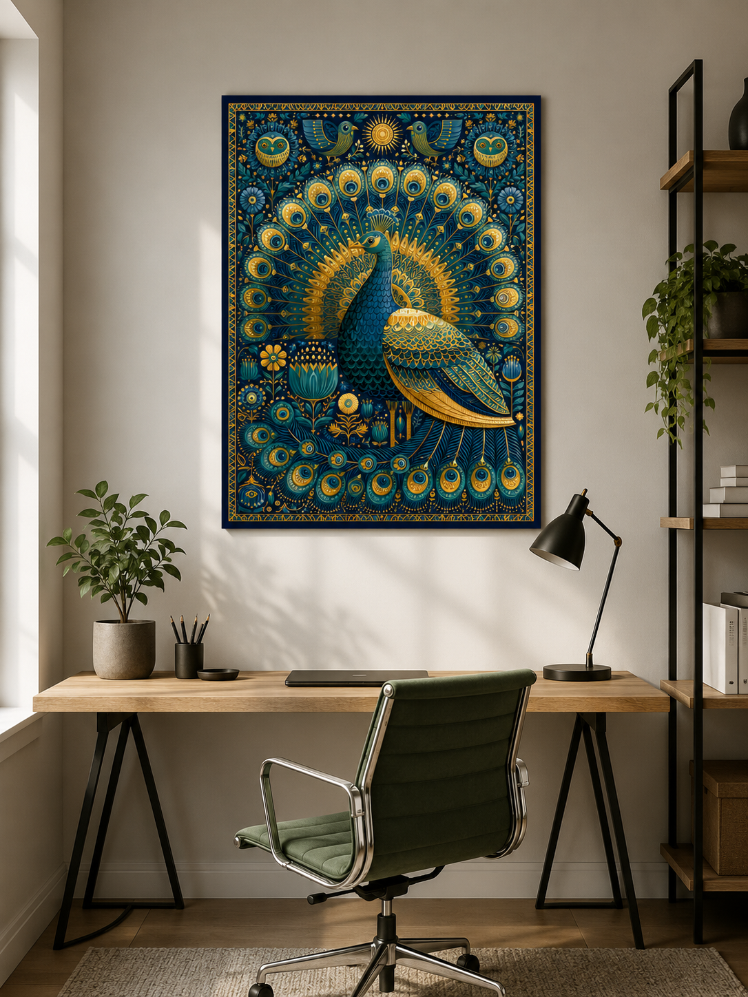 Indian Peacock Wall Art - Wall Art Decor - packaging - indian peacock wall art, peacock art print