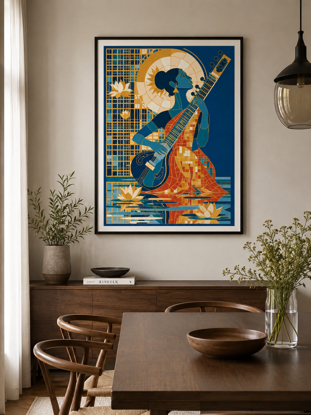 Indian Sitar Wall Art - Wall Art Decor - packaging - indian sitar wall art, sitar player art print