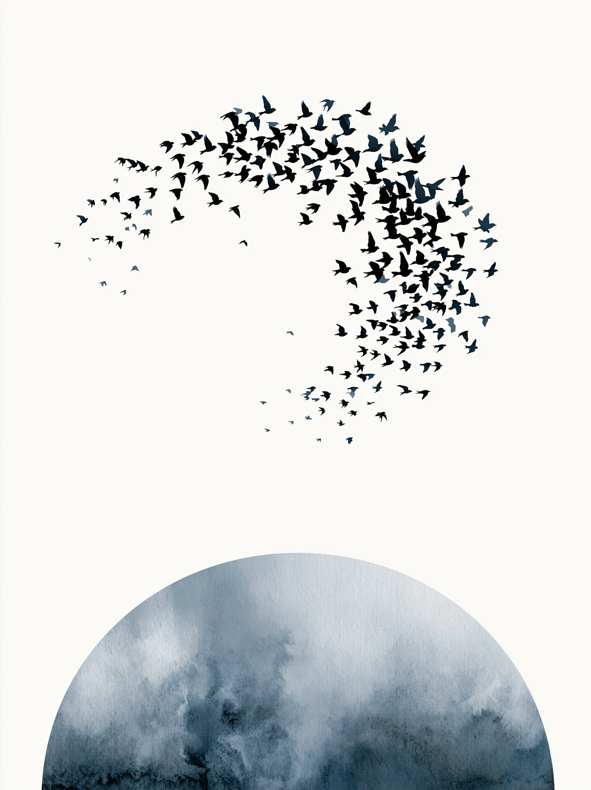 Indigo Bird Wall Art - Wall Art Decor - front view - indigo bird wall art, minimalist bird poster