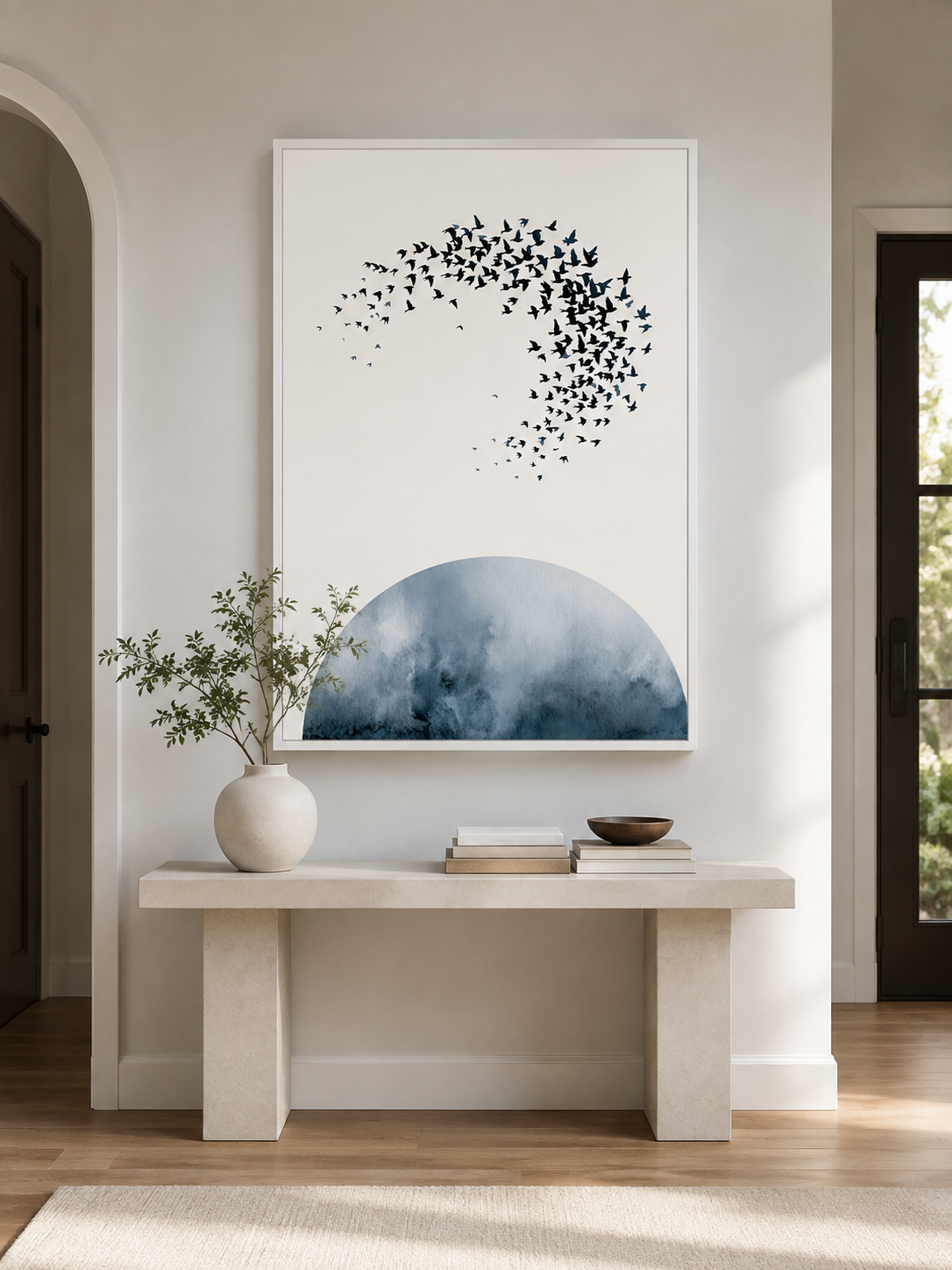 Indigo Bird Wall Art - Wall Art Decor - alternate angle - indigo bird wall art, minimalist bird poster