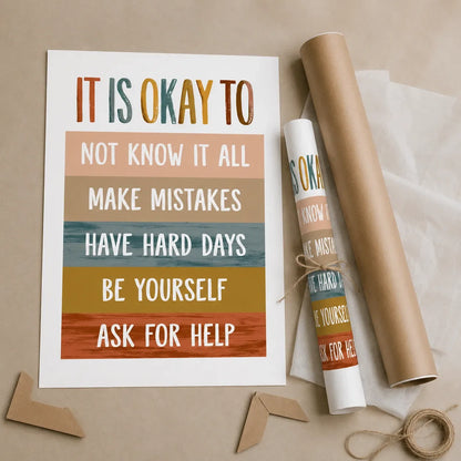 It Is Okay Self Acceptance Wall Art Decor - Wall Art Decor - back view