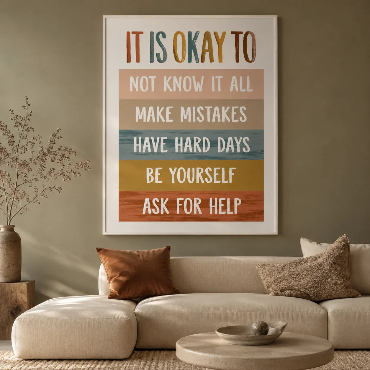 It Is Okay Self Acceptance Wall Art Decor - Wall Art Decor - close up