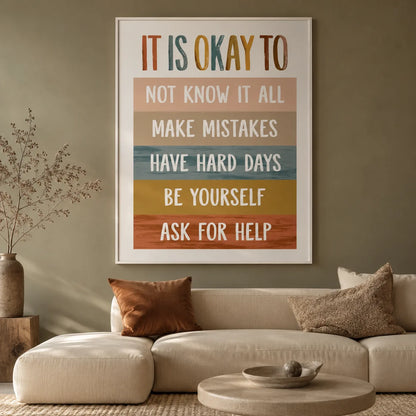 It Is Okay Self Acceptance Wall Art Decor - Wall Art Decor - close up