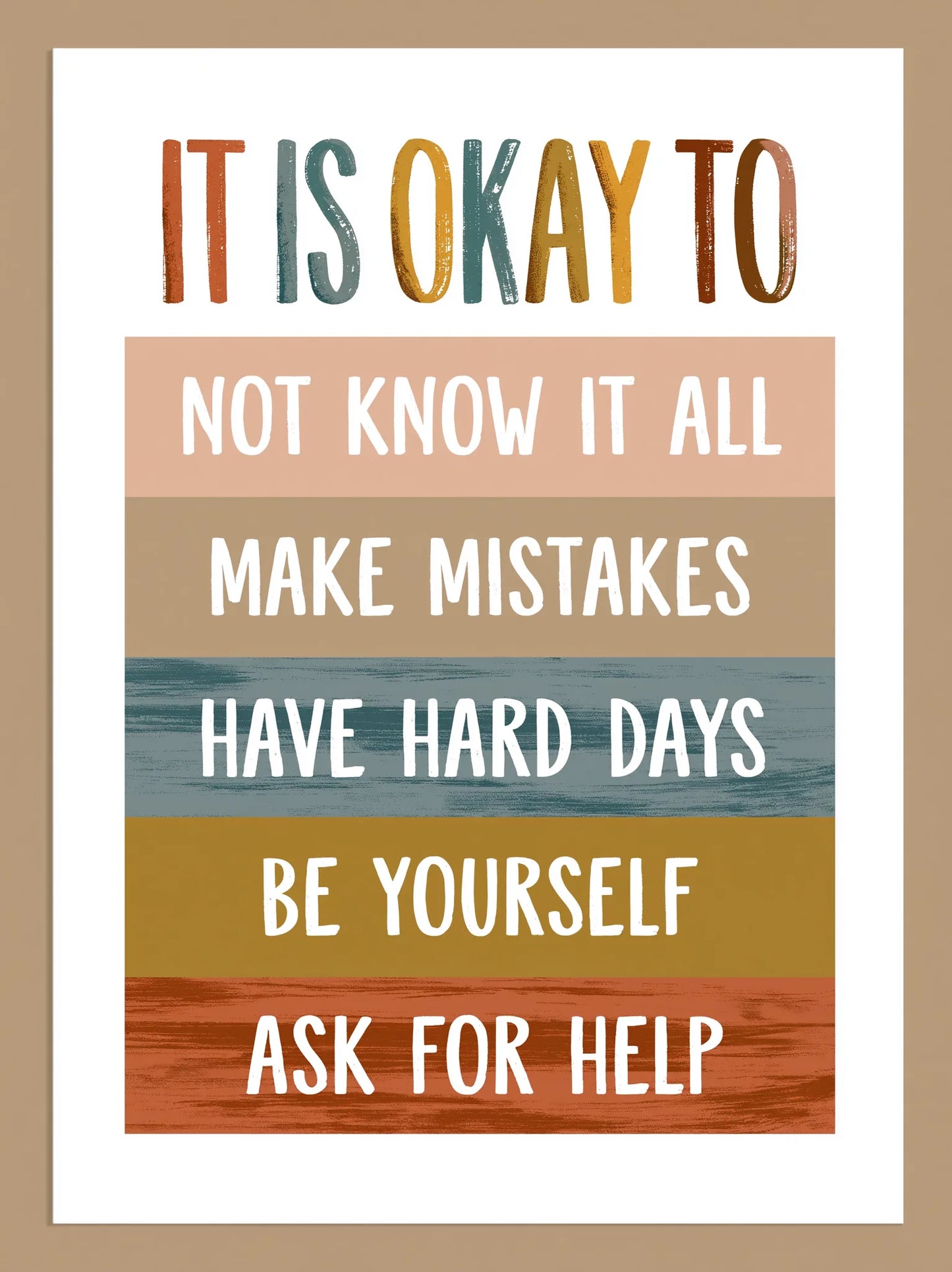 It Is Okay Self Acceptance Wall Art Decor - Wall Art Decor - front view