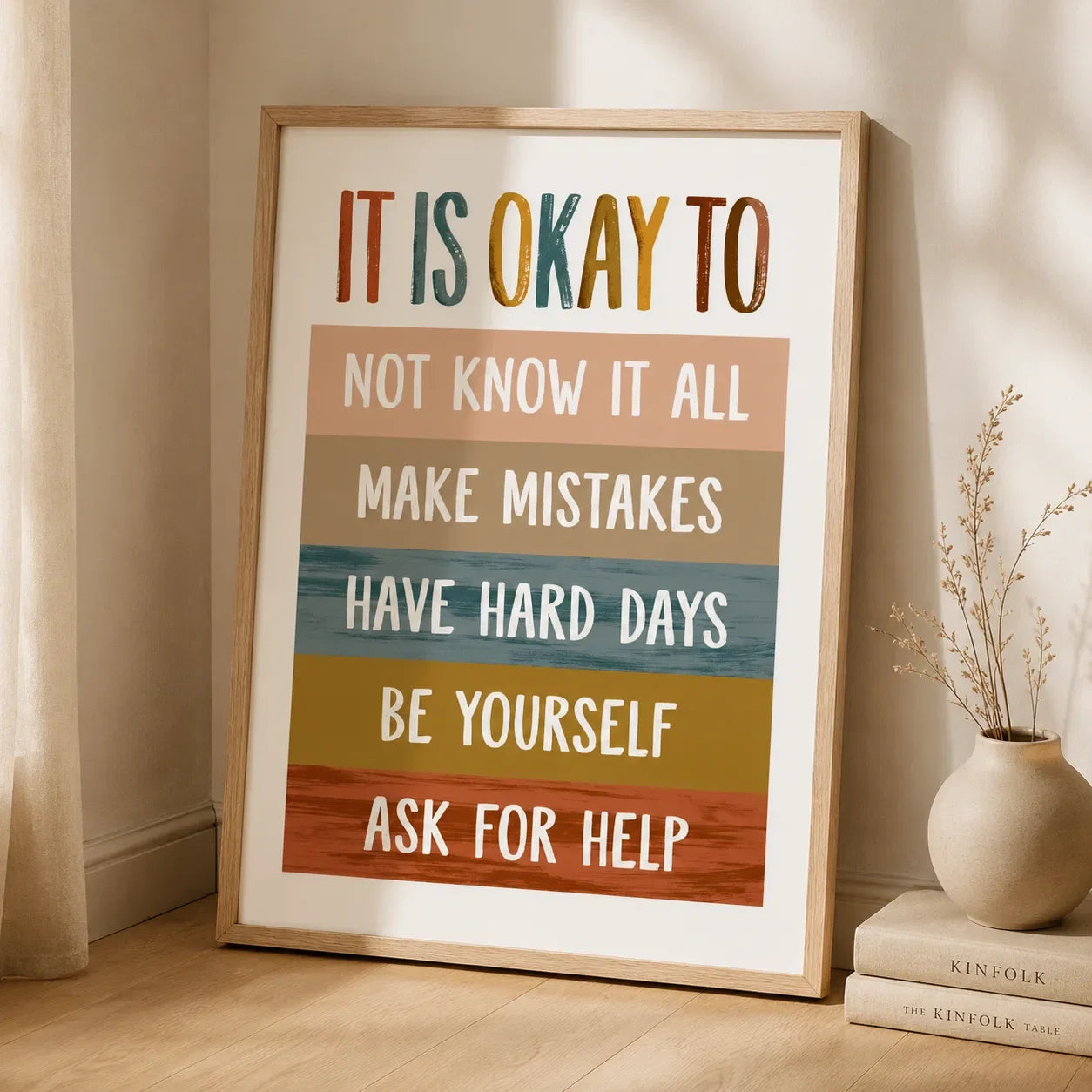 It Is Okay Self Acceptance Wall Art Decor - Wall Art Decor - side view