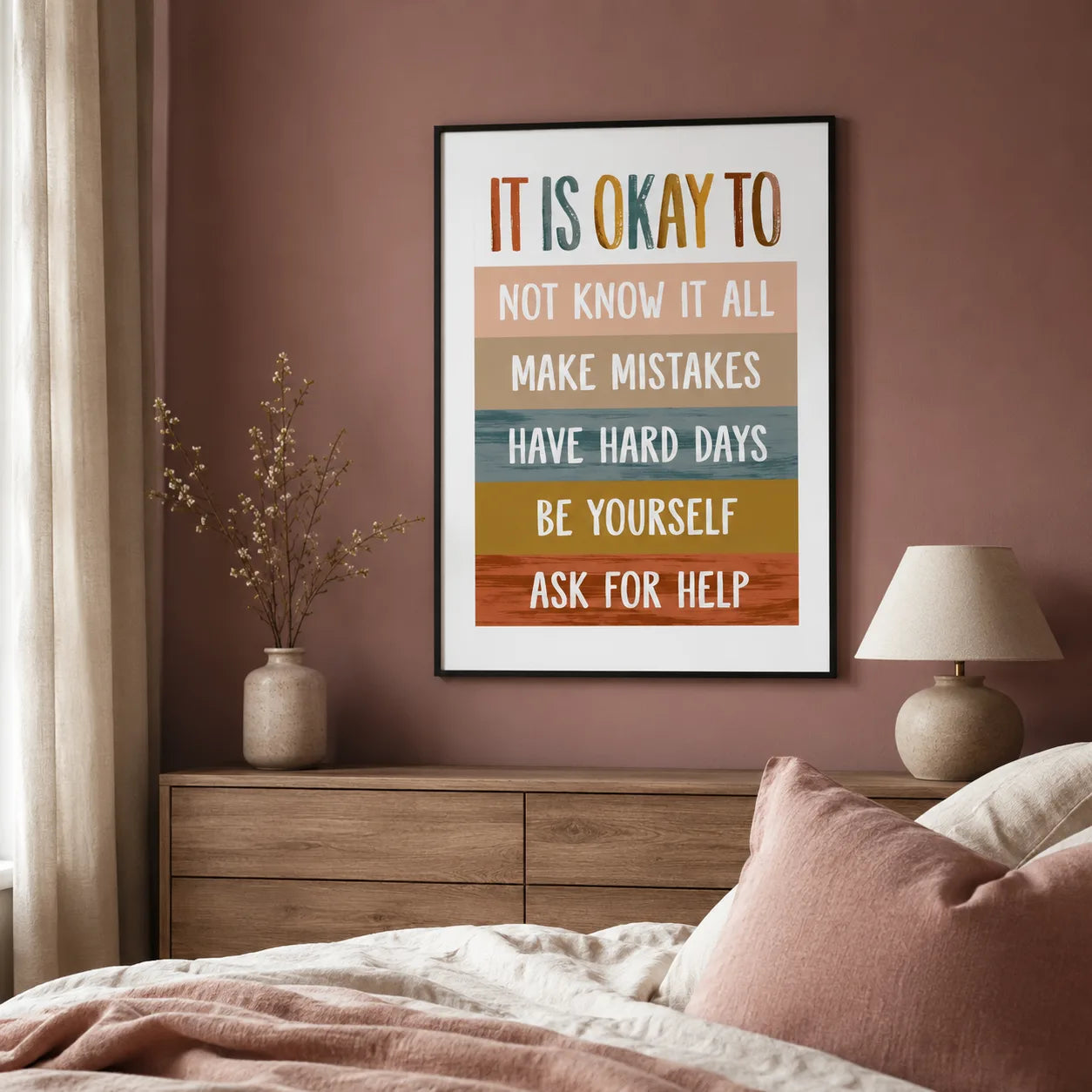 It Is Okay Self Acceptance Wall Art Decor - Wall Art Decor - styled