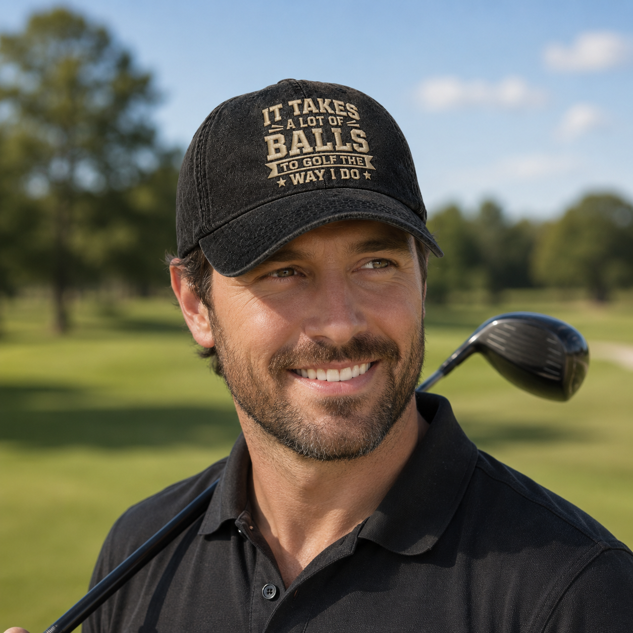 It Takes Balls Golf Washed Cap - Washed Cap - side view