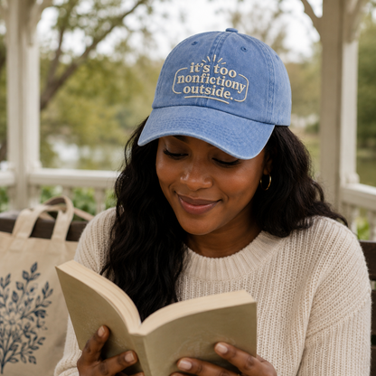 It's Too Nonfictiony Outside Embroidered Washed Cap - Washed Cap - alternate angle