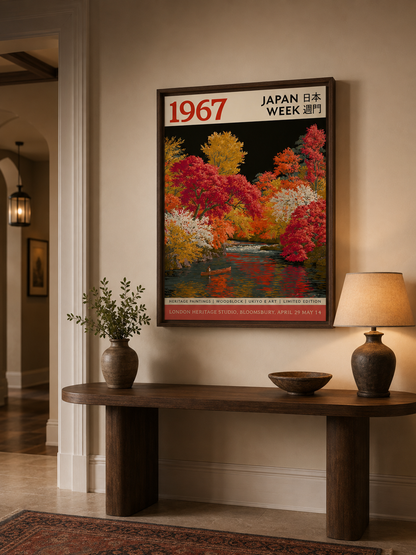 Japanese Autumn Landscape Poster - Wall Art Decor - detail view - canvas print, framed wall art