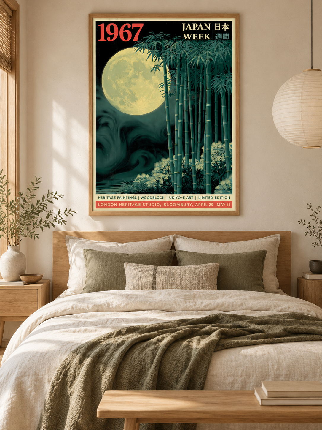 Japanese Bamboo Moon Poster - Wall Art Decor - packaging - bamboo moon wall art, bamboo forest art