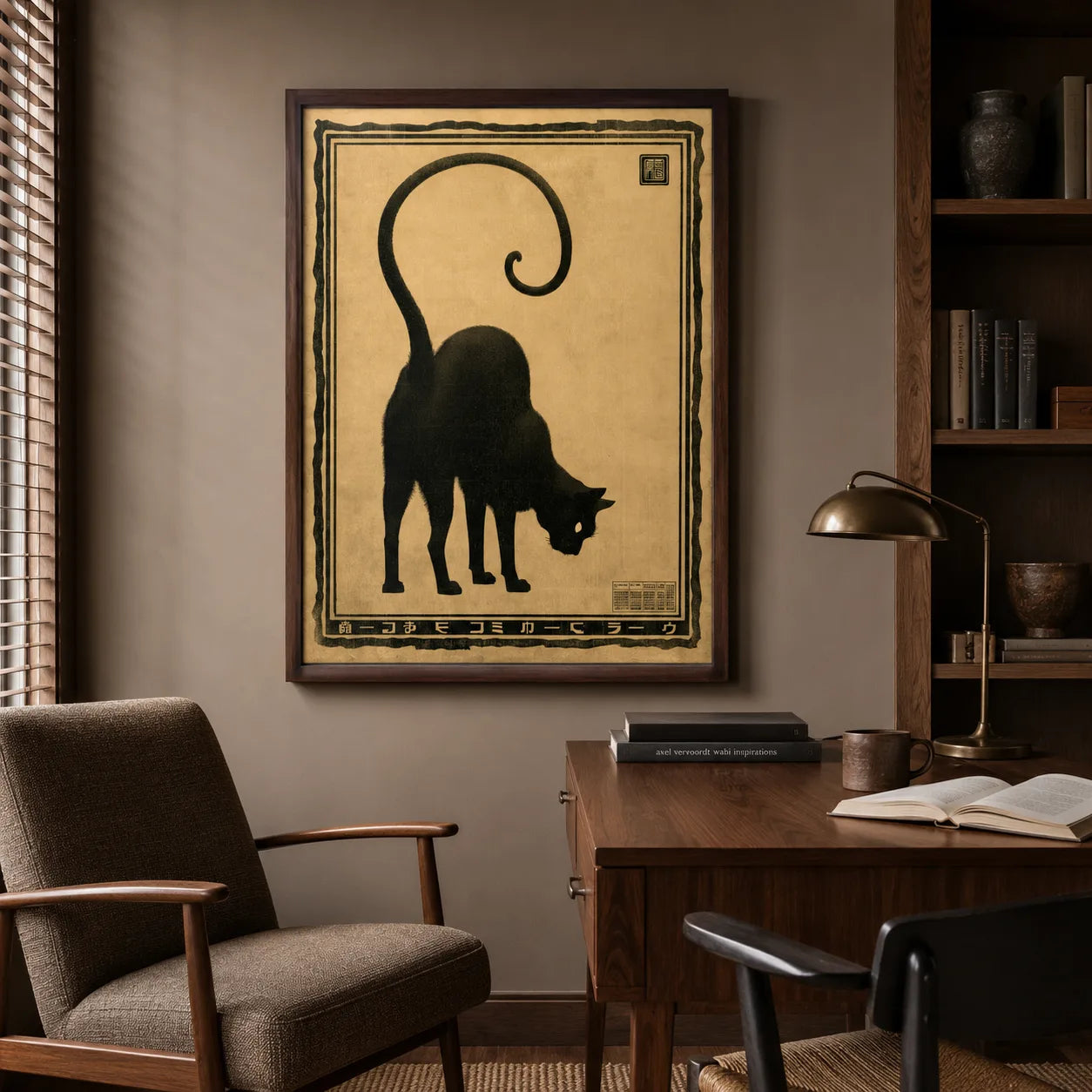 Japanese Black Cat Wall Art Decor - Wall Art Decor - alternate angle