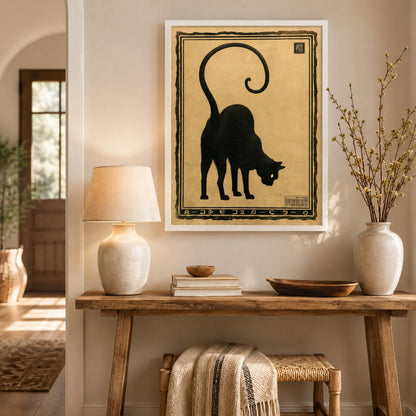 Japanese Black Cat Wall Art Decor - Wall Art Decor - in use