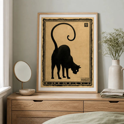 Japanese Black Cat Wall Art Decor - Wall Art Decor - styled