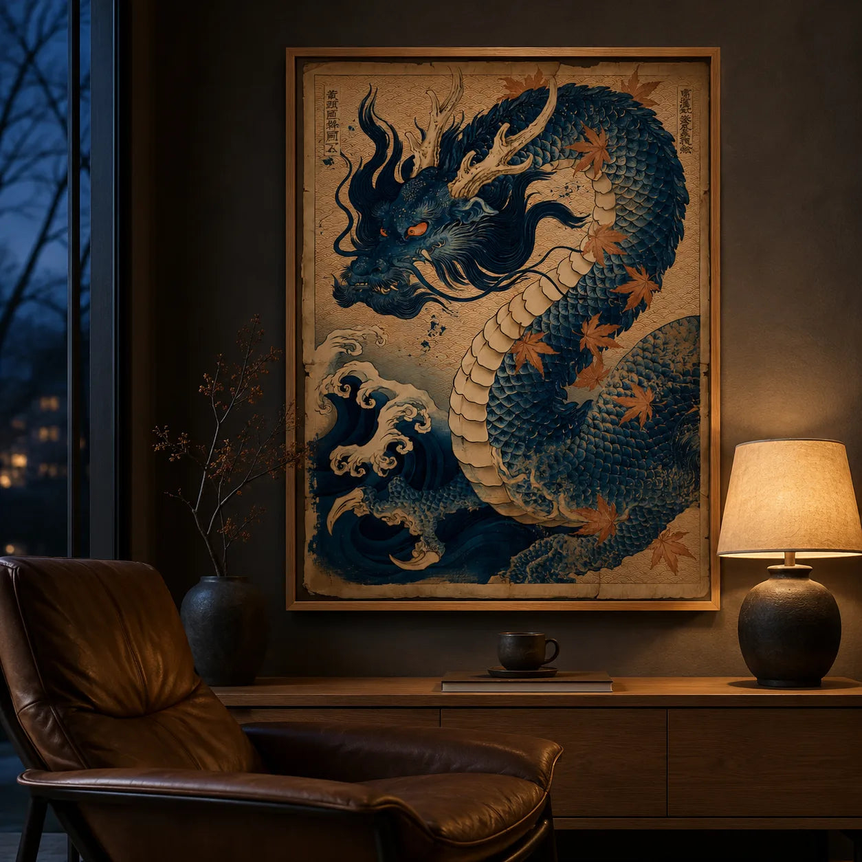 Japanese Blue Dragon Wall Art Decor - Wall Art Decor - lifestyle