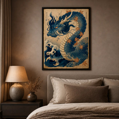 Japanese Blue Dragon Wall Art Decor - Wall Art Decor - styled