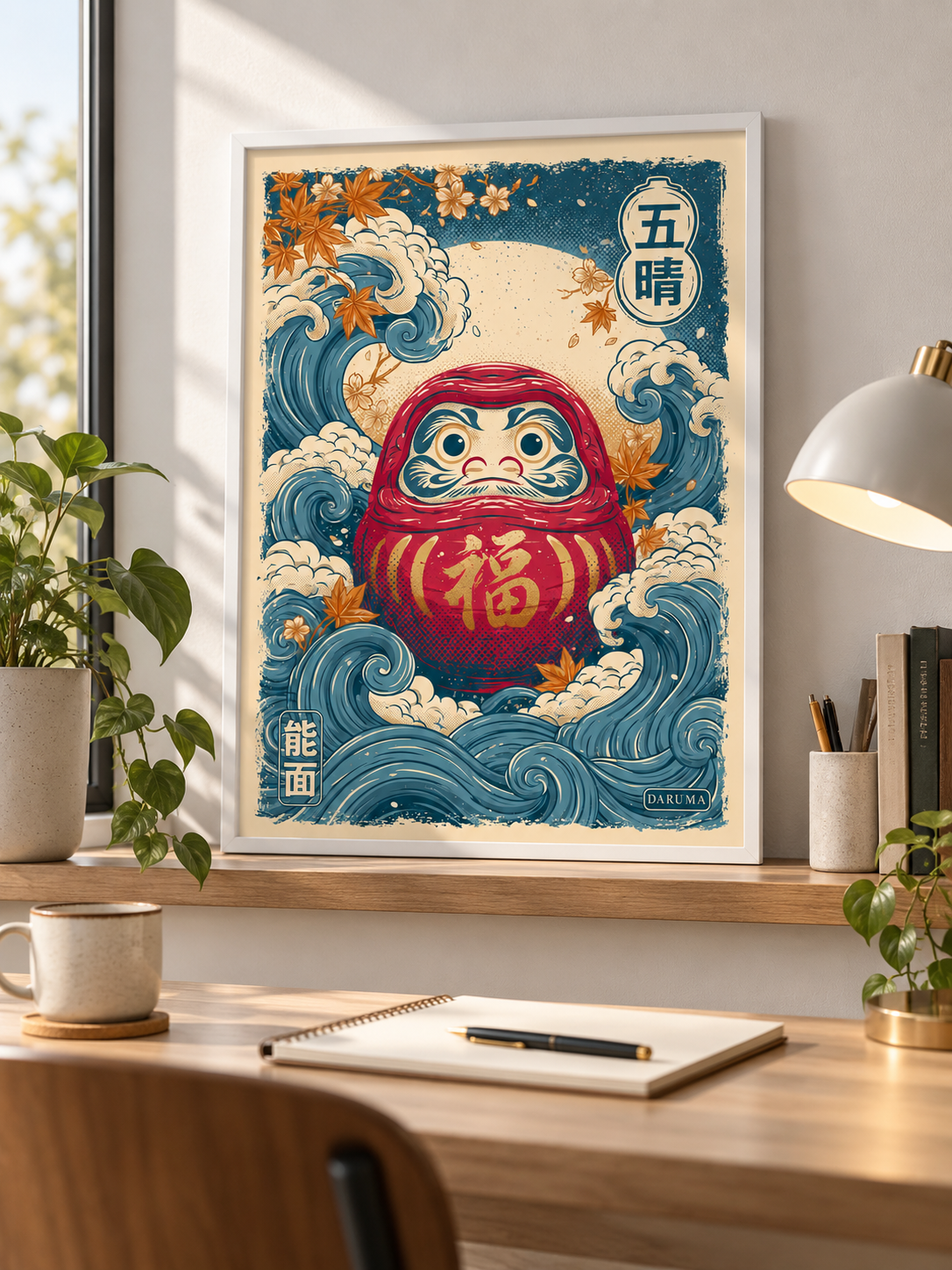 Japanese Daruma Poster - Wall Art Decor - close-up - japanese daruma poster, daruma doll wall art