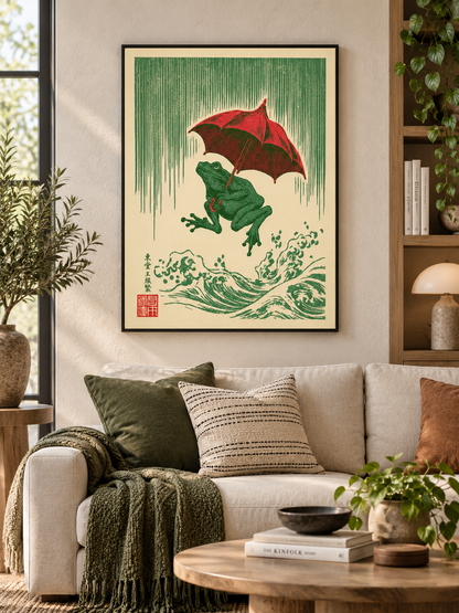 Japanese Frog Art Print - Wall Art Decor - packaging - canvas print, framed wall art